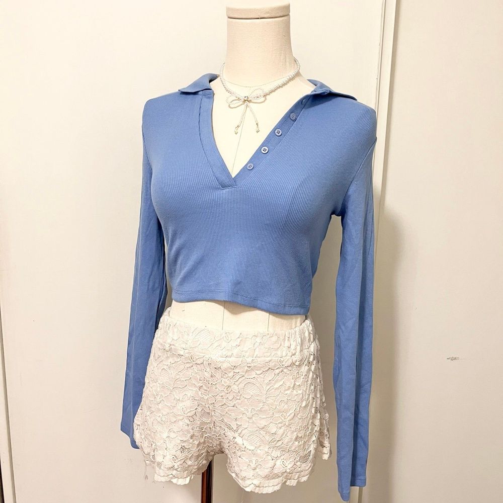 ZARA Collared Crop Top M